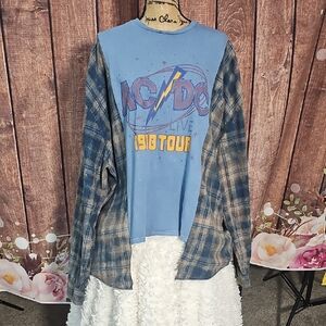 AC/DC HANDMADE FLANNEL TOP SZ SM-3X